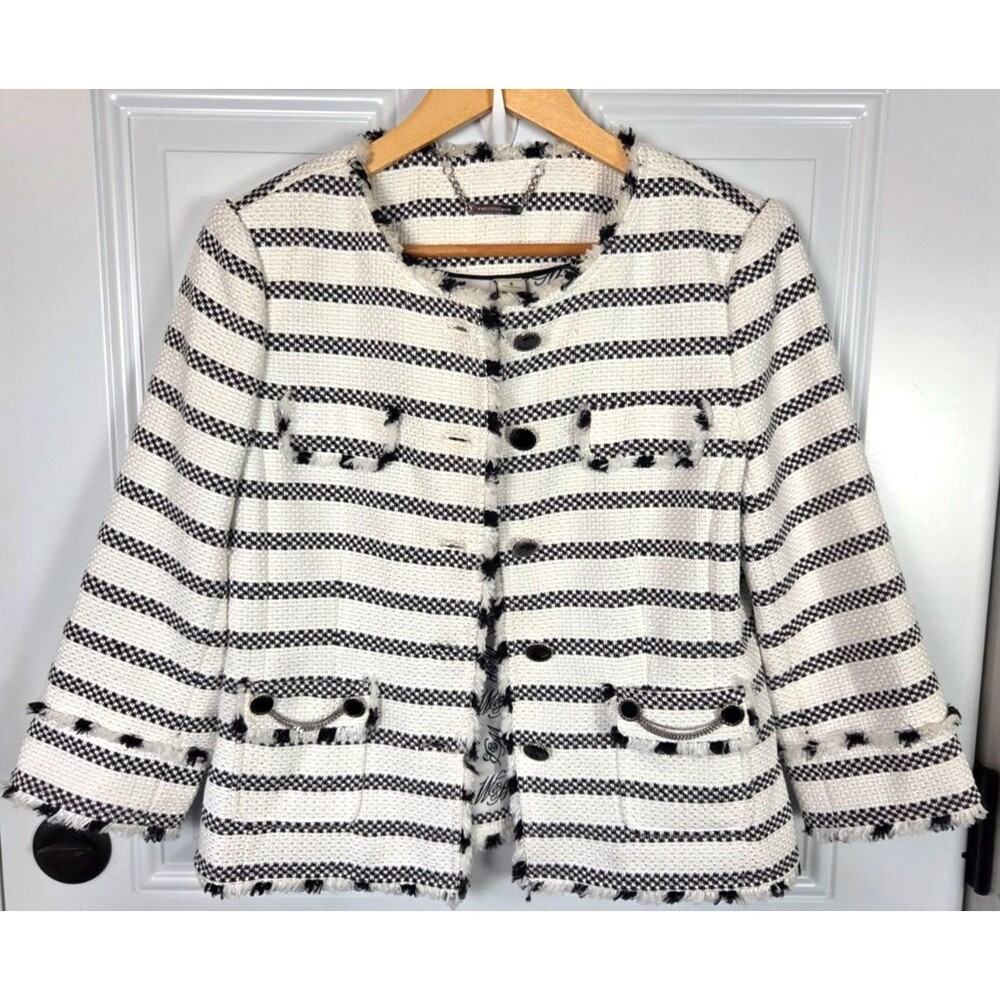 WHBM White House Black Market Tweed Blazer Jacket Size 6 Career Business Office